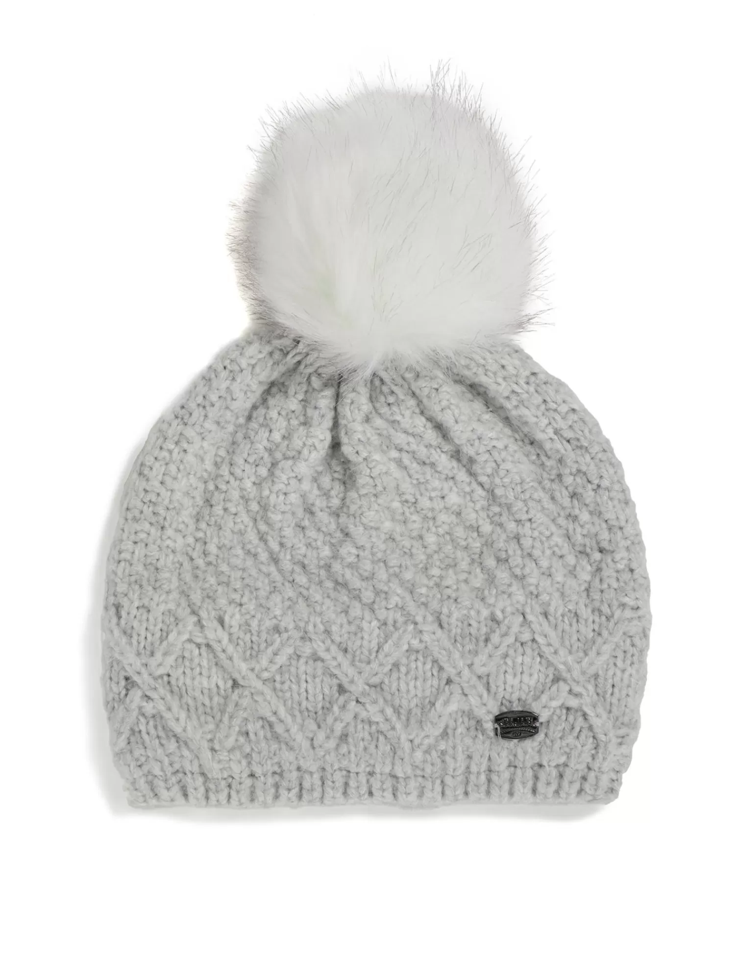 Pajar Chapeaux<Cold Tuque Tricotee Avec Pompon En Fausse Fourrure Argent