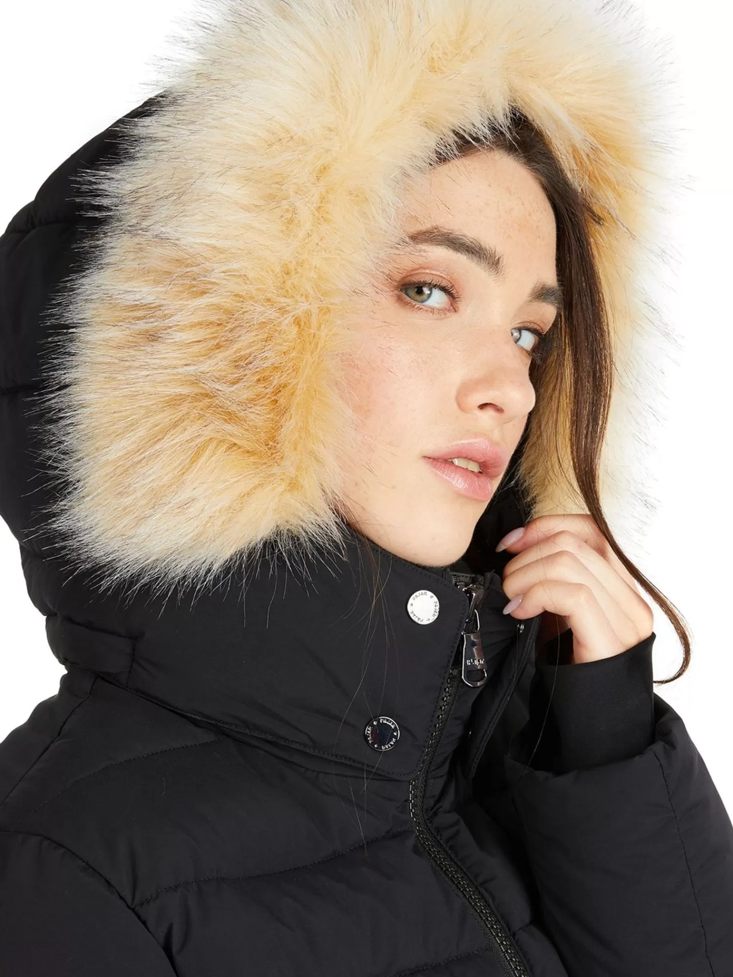 Pajar Parkas<Jupiter Matelasse Pour Femmes Avec Fausse Fourrure Noir