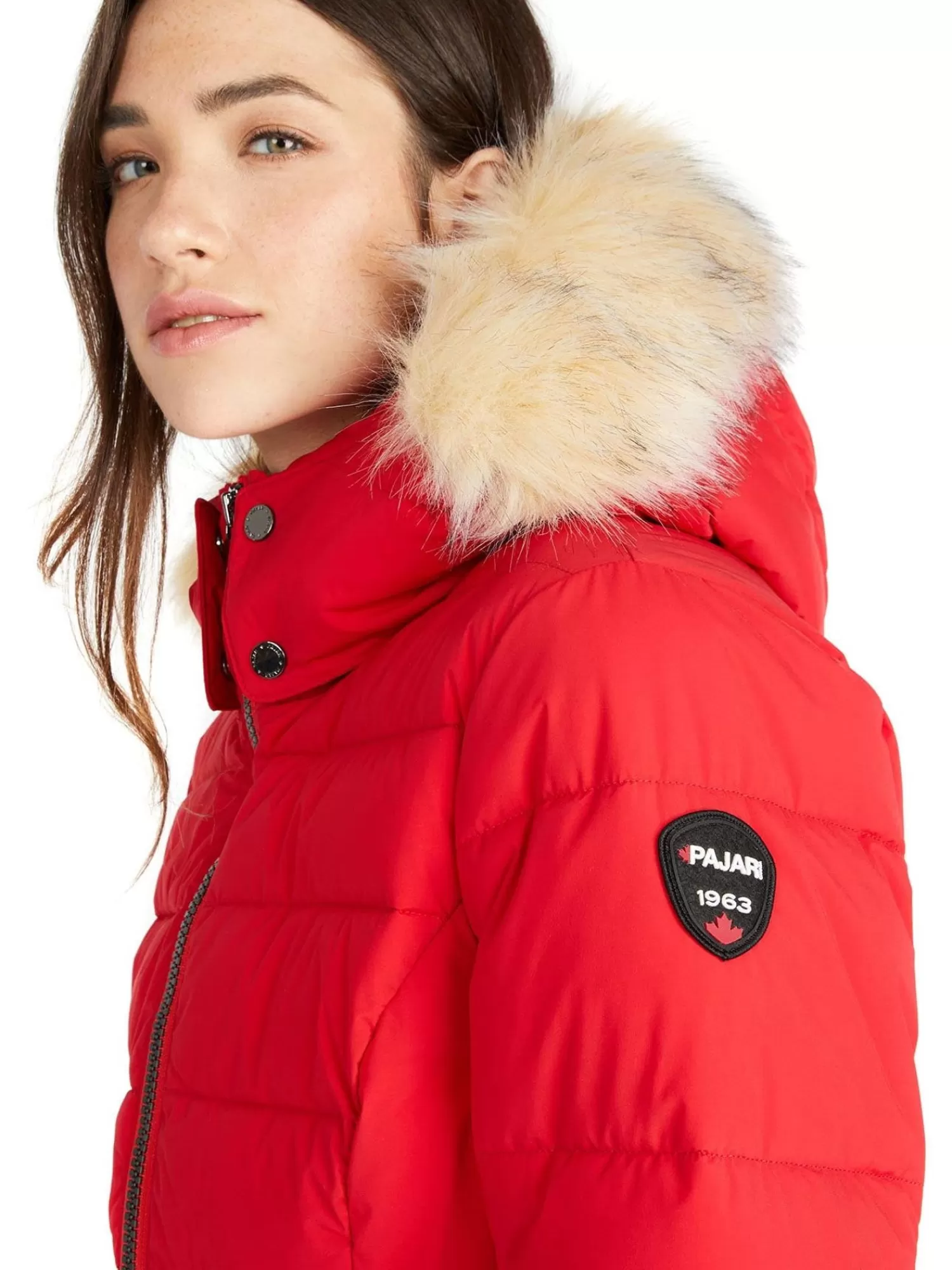 Pajar Parkas<Jupiter Matelasse Pour Femmes Avec Fausse Fourrure Rouge Courant