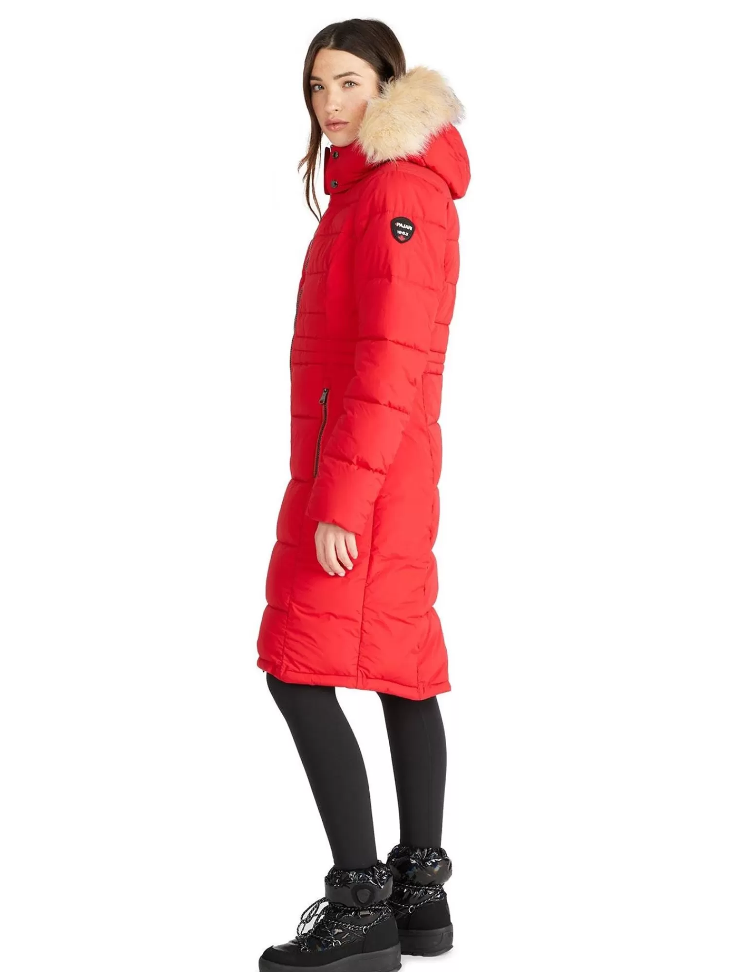 Pajar Parkas<Jupiter Matelasse Pour Femmes Avec Fausse Fourrure Rouge Courant