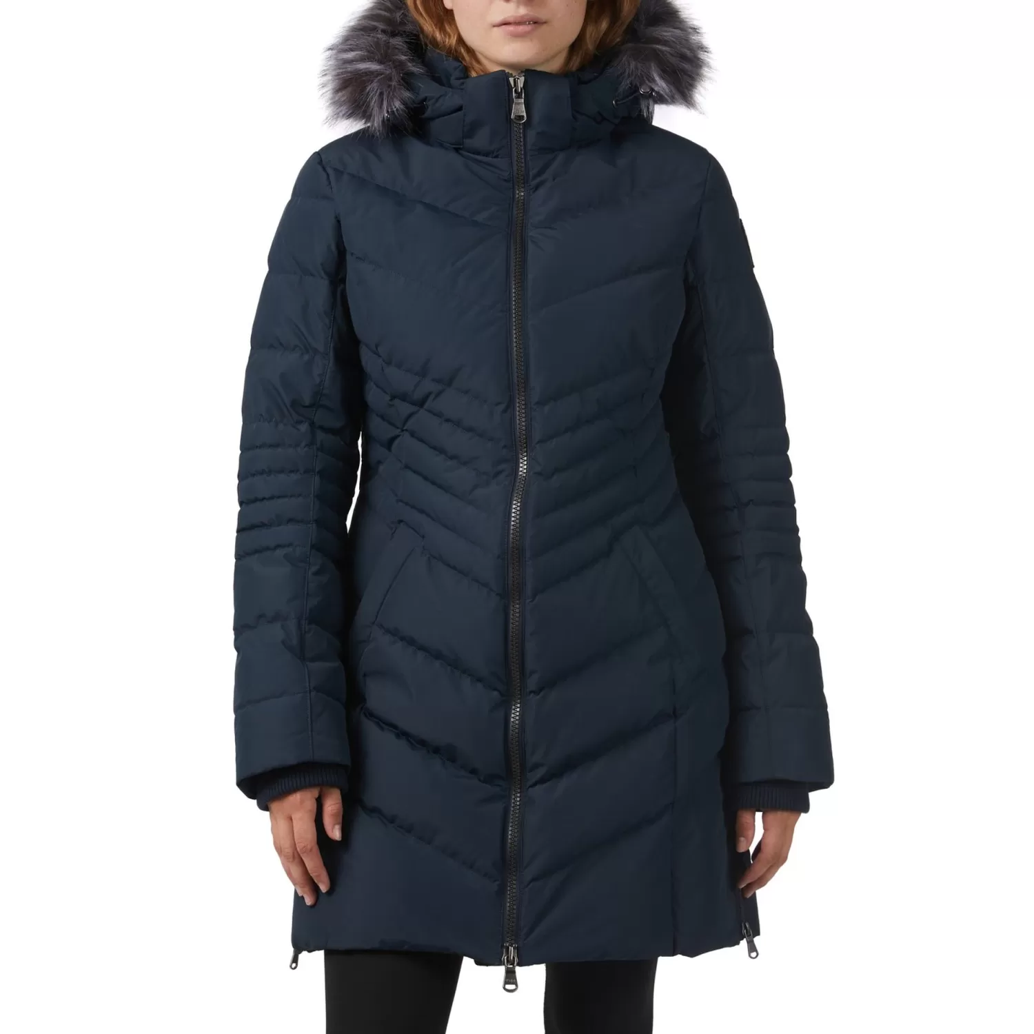 Pajar Parkas<Queens Manteau Matelasse Pour Femmes Bleu Marin/Argent