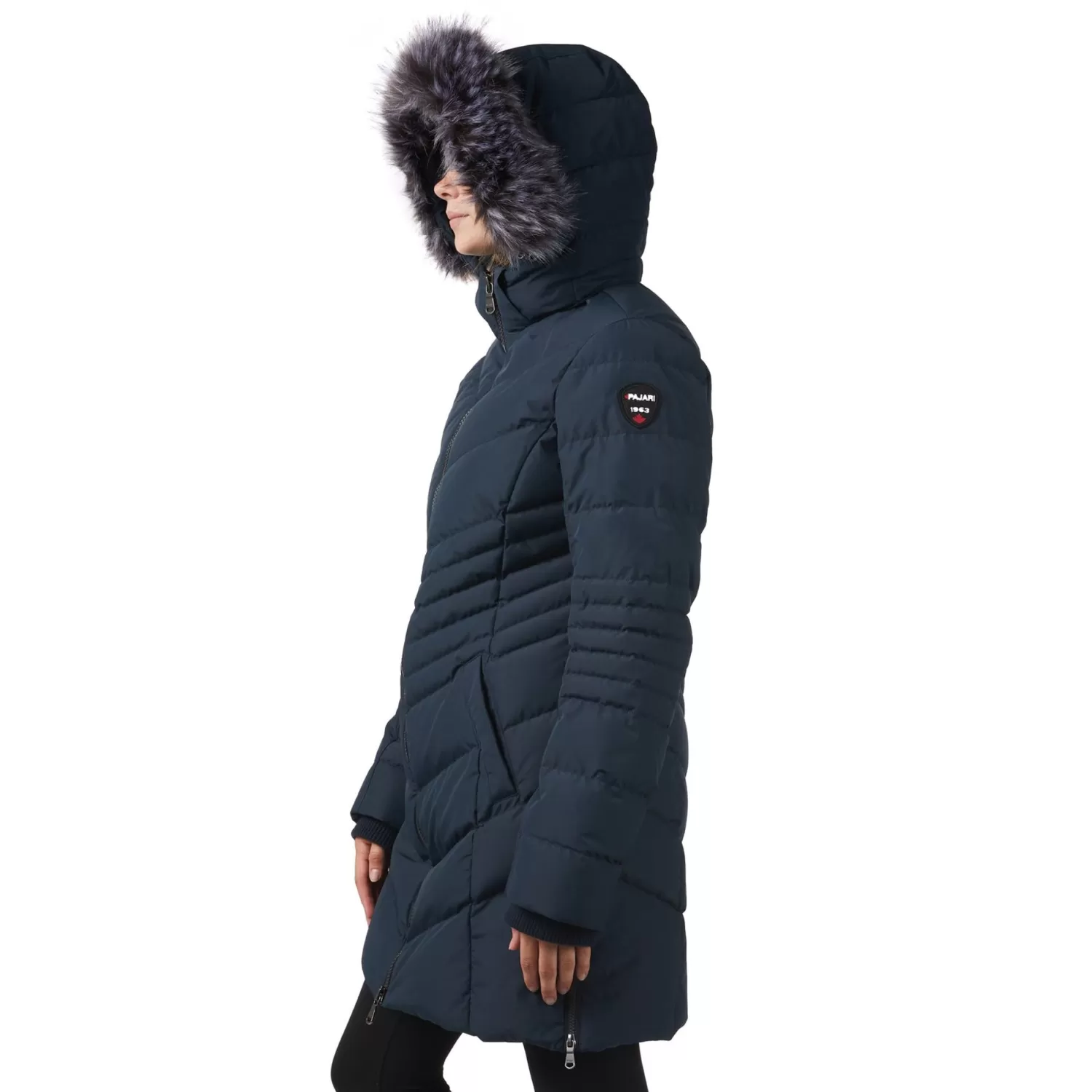 Pajar Parkas<Queens Manteau Matelasse Pour Femmes Bleu Marin/Argent